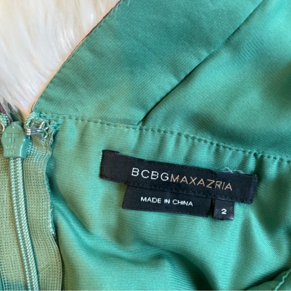 BCBGMaxAzria‎ 100% Silk Green Chiffon bohemian Maxi Dress - Picture 7 of 8